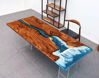 non-stop 2 beauty by 2beauty on Etsy Plank Dining Table, Decoration Of Living Room, Coffee Table Walnut, Resin Coffee Table, Natural Wood Table, Wood Slab Table, Desk Coffee, Counter Desk, Resin River Table