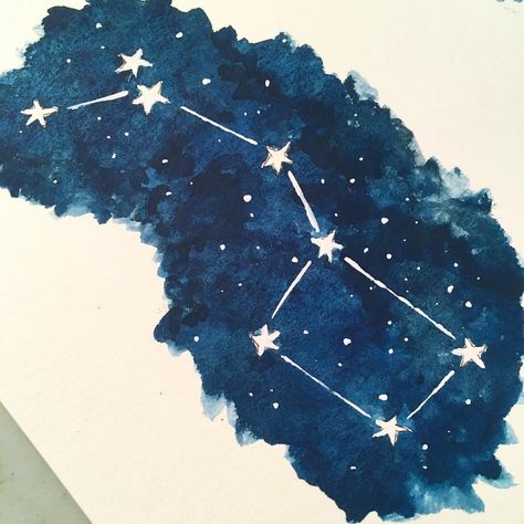 Illustration of the Big Dipper constellation by Katie Campbell (@katieillustrates).  #constellations #bigdipper #starart #stars #ursamajor Big Dipper Tattoo, Big Dipper Constellation, Constellation Drawing, Dipper Constellation, Galaxy Drawings, The Big Dipper, Blue Scrapbook, Constellation Art, Big Dipper