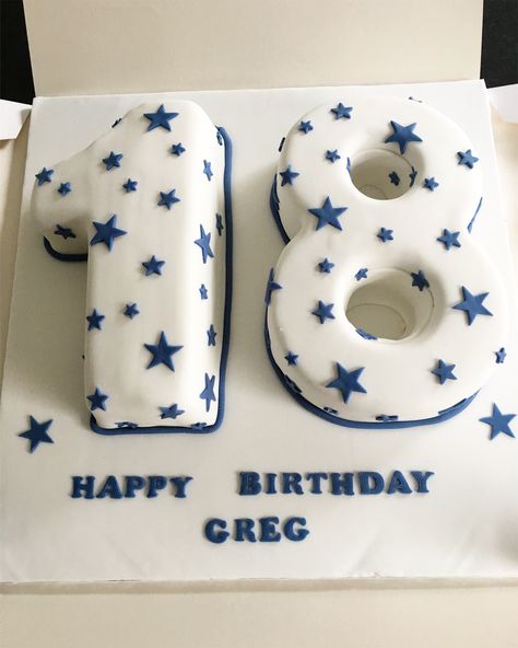 White and blue 18th birthday cake  #eighteen #birthdaycakes #18thbirthday #18 Blue 18th Birthday Cake, Blue 18th Birthday, Mini Birthday Cake, 18th Birthday Cake, Mini Cakes Birthday, 18th Birthday, Birthday Cake, Happy Birthday, Cake