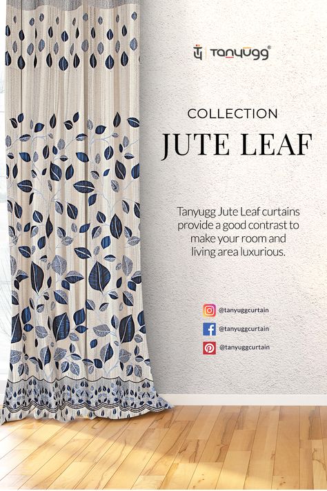 Enjoy the leaf printed Tanyugg Jute Leaf curtains. #curtains #curtainshops #curtainstyle #curtainmaker #curtainfabric #homesweethome #homeinteriors #curtainsdesign #tanyuggcurtains #curtainsandblinds #curtainbangs #interiordecor Curtain Creative Ads, Curtain Advertisement, Canva Hack, Leaf Curtains, Curtain Shop, Best Photo Poses, Cute Cartoon Drawings, The Leaf, Curtain Designs