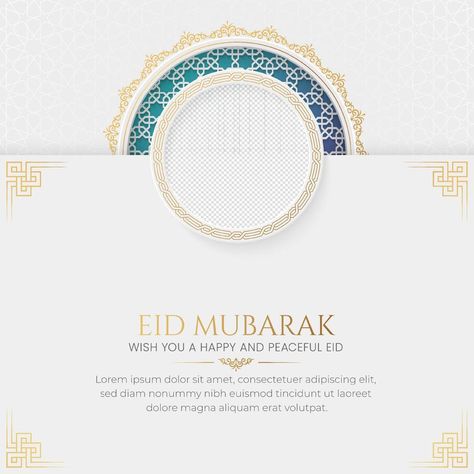 Eid Mubarak Golden Luxury Islamic Social Media Post with Arabic Style Pattern and Photo Frame Floral Watercolor Background, Conference Poster, Eid Mubarak Wishes, Arabic Style, Greeting Card Template, Canva Elements, Idul Fitri, Islamic Design, Print Packaging