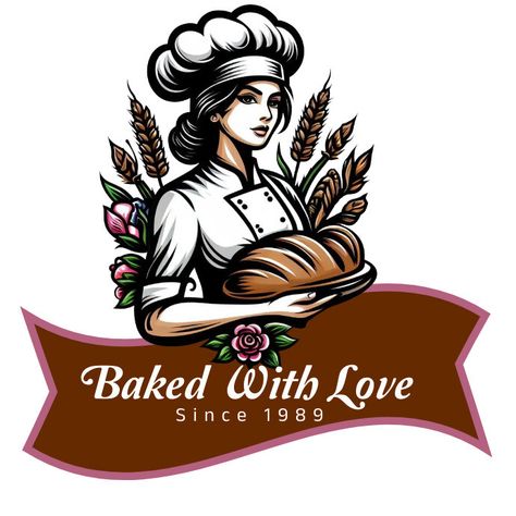 Online free Bakery shop logo, female pastry chef logo. click to edit & enjoy free download Logo Postres, Bakery Logos, Chef Design, Logo Design Women, Bakery Shop Design, Butterfly Birthday Cakes, Chef Logo, Promotional Flyers, Bakery Logo