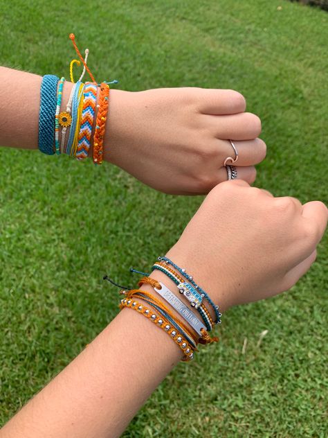 Friendship Bracelets Stack, Friendship Bracelet Stack, Bracelet Aesthetic, Yarn Bracelets, Preppy Jewelry, Summer Fun List, Bead Charms Diy, Summer Bracelets, String Bracelet