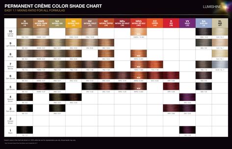 Joico LumiShine Permanent Creme Color Shade Chart Factsheet 4 jan 2018. Joico Lumishine Color Chart, Lumishine Formulas, Joico Color Chart, Joico Hair Color, Joico Color, Hair Barber, Hair Color Chart, Colour Trends, Creme Color