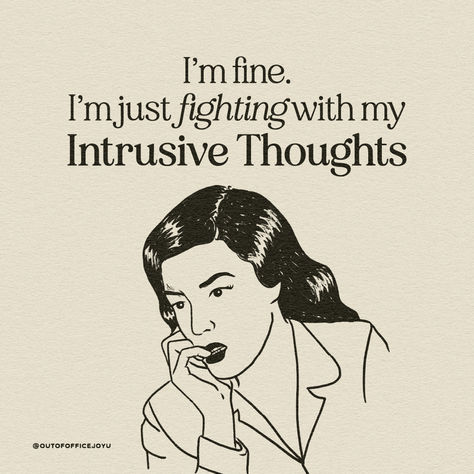 I'm fine. I'm just fighting with my intrusive thoughts. printable, digital download art print Intrusive Thoughts Art, Vintage Style Decor, Intrusive Thoughts, Vintage Style Decorating, Digital Download Art, I'm Fine, Woman Art, Wall Art Vintage, Retro Women