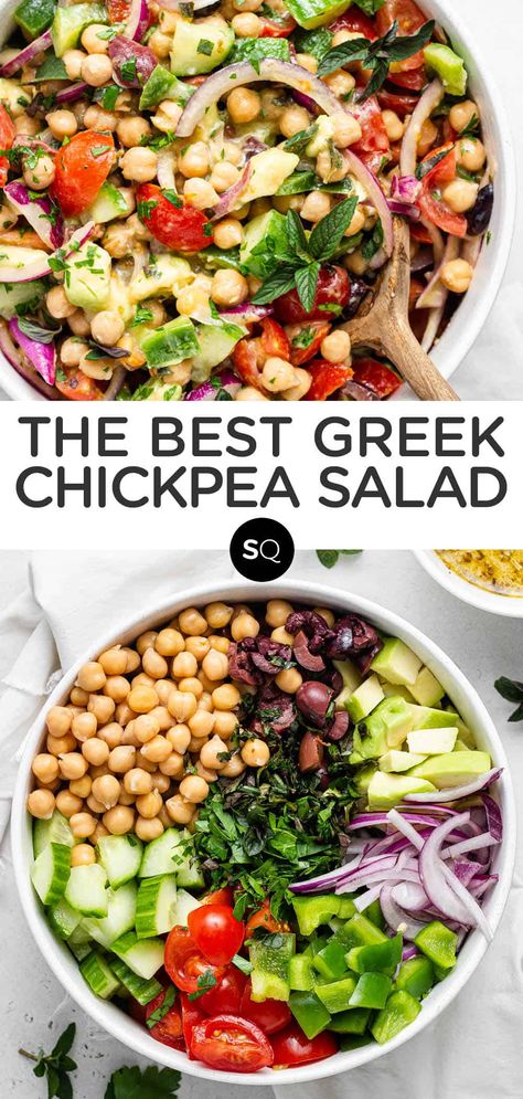 Best Chickpea Salad, Lemon Garlic Vinaigrette, Ketosis Diet Recipes, Garlic Vinaigrette, Greek Chickpea Salad, Greek Quinoa Salad, Greek Chickpeas, Vegan Greek, Dijon Vinaigrette