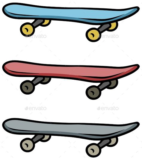 Cartoon colored skateboard isolated on white background. Vector icon set. Skating Board, Gacha Skateboard, Skateboard Icon, Doodle Skateboard, Cartoon Skateboard Drawing, Skateboard Illustration, Skateboard Cartoon, Cartoon Skateboard, Skateboard Vector