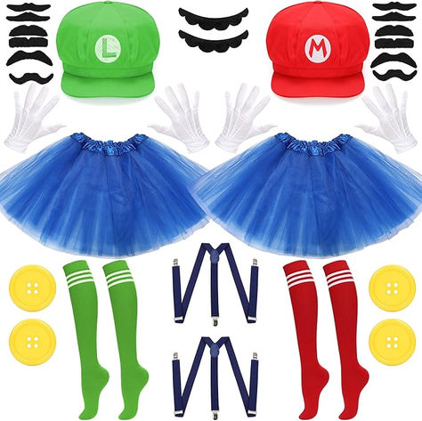 Mario and Luigi duo costume for women Mario Halloween Costumes, Mario Und Luigi, Luigi Costume, Cartoon Costume, Cartoon Dress, Duo Costumes, Cartoon Costumes, Halloween Cartoon, Blue Skirts