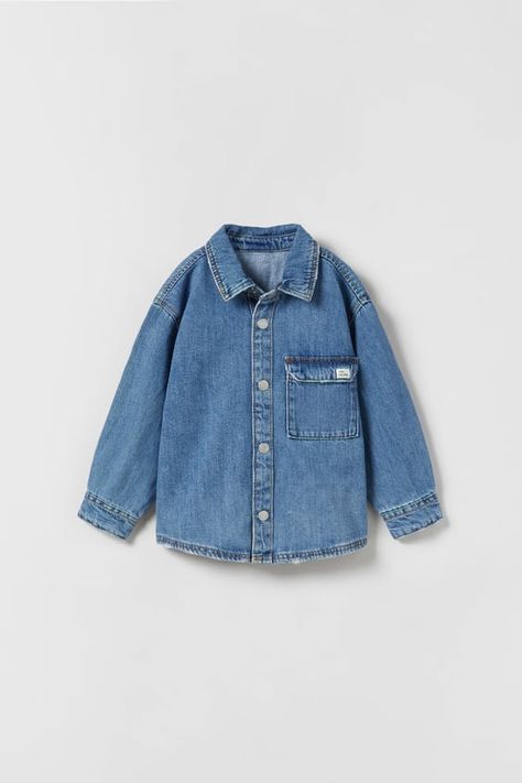 Kids Denim Shirt, Boys Denim Shirt, Girls Denim Shirt, Denim Overshirt, Baby Boy Shirts, Zara Boys, Denim Dungarees, Boys Denim, Denim Patches