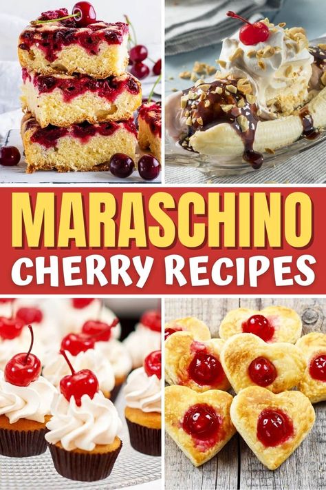 Recipes Using Maraschino Cherries, Desserts With Maraschino Cherries, Marchino Cherry Recipes, Maraschino Cherry Recipes, Maraschino Cherry Cake, Maraschino Cherries Recipes, Cherry Cupcakes Recipes, Cherries Recipes, Cherry Frosting