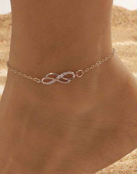 Boho Gold Infinity Anklet, Dainty Anklet with a cubic zirconia crystals  | eBay Infinity Anklet, Dainty Anklet, Anklet Designs, Infinity Design, Anklets Boho, Eu Countries, Jewelry Lookbook, Anklets, Cubic Zirconia