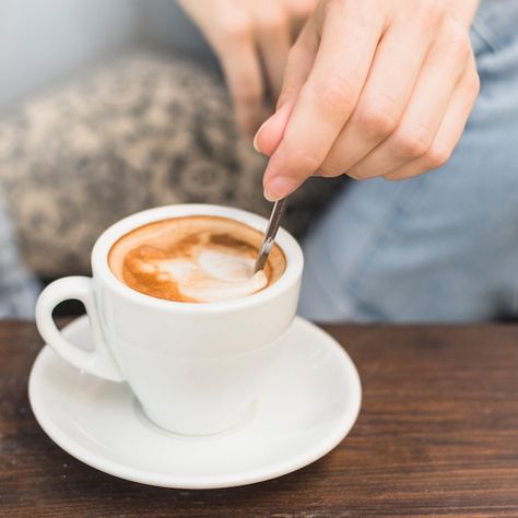 Free photo close-up of female's hand sti... | Free Photo #Freepik #freephoto #coffee-hand #coffee-tea #tea-shop #coffee-cup Coffee In A Cup, Photo Of Coffee, Coffee Latte, The Coffee, Free Photo, Free Photos, Close Up, Stock Photos, Coffee