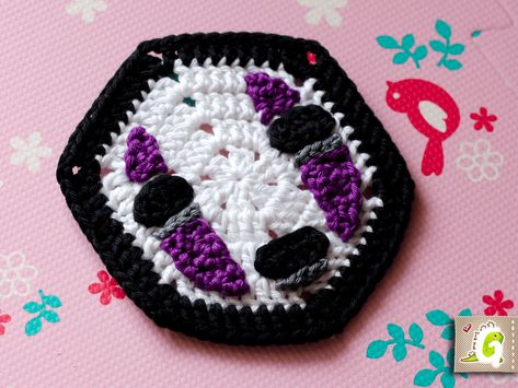 Studio Ghibli Hexagon Series: No-face from Spirited Away – Anjizilla Totoro Granny Square, Nerdy Granny Square, Ghibli Christmas, Japanese Leaves, Granny Square Blankets, Crochet Apparel, Crochet Granny Square Blanket, Rag Rugs, Crochet Hexagon