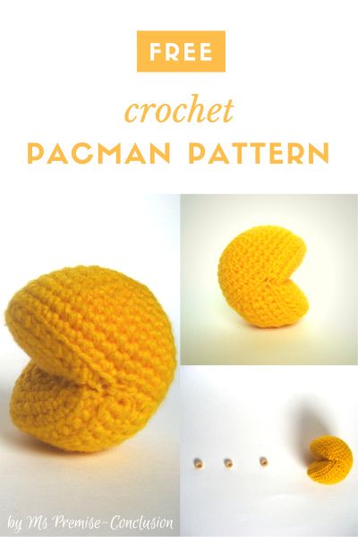 The Ideal Crochet Sphere – Ms Premise-Conclusion Crochet Pacman, Pacman Ghost, Nom Nom Nom, Crochet Sunflower, Kawaii Crochet, Fun Crochet Projects, Crochet Keychain, Pac Man, Crochet Bunny