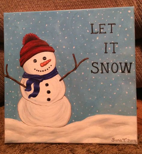 My original snowman painting! Acrylic on canvas! Let it Snow! Christmas Painting Snowman, Christmas Paintings Snowman, Christmas Paintings Acrylic Easy, Christmas Paintings On Canvas Easy Diy Snowman, Snow Man Painting Canvas, Christmas Painting Canvas Ideas, Snowman Paintings Easy, Christmas Drawing On Canvas, Canvas Painting Ideas Winter