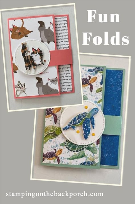 Fold Back Cards, Sea Cards Handmade, Quick Easy Birthday Cards, Fun Fold Easter Cards, Fun Fold Cards Tutorials Pop Up, Card Making Fun Folds, Card Folds Templates, Simple Fun Fold Cards, Fun Card Folds