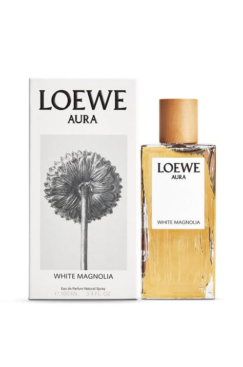 LOEWE Aura white magnolia EDP 100ML Commodity Milk, Packaging Parfum, Aura Perfume, Smell Like A Snack, Guess Seductive, Aura Pink, Aura White, Flask Design, Restaurant Vintage