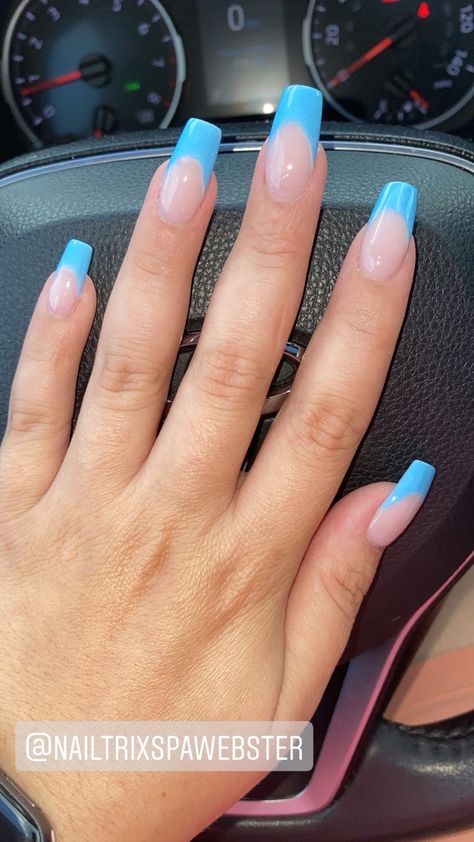 Dip Powder Acrylic Nails Light Blue Nude French Tips Long Tapered Square Summer Manicure OPI 2023 Blue Nail French, Blue Nail French Tip, Opi 2023, French Tips Long, Dip Powder Acrylic Nails, Acrylic Nails Light Blue, Nail Manicure Ideas, Powder Acrylic Nails, Nail French Tip