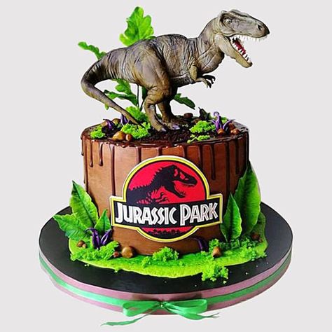 Fête Jurassic Park, Jurassic World Cake, Designer Chocolate, Jurassic Park Birthday Party, Jurassic Park Party, Jurassic Park Birthday, Dinosaur Birthday Party Decorations, Dino Cake, Dinosaur Birthday Cakes