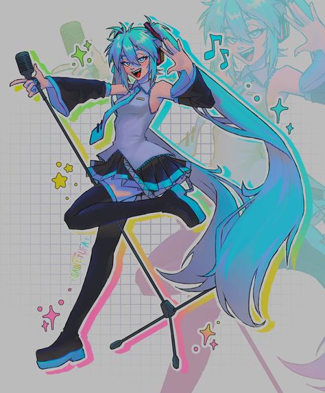 S A I N † † U F A on Twitter: "im thinking miku miku oo-ee-oo my miku for this challenge :3 #MikuPJDRedraw https://t.co/tjXwEWIEUQ" / Twitter Miku Redesign, Lucky Star Miku, Miku Art, Different Drawing Styles, Singer Art, Miku Chan, Miku Hatsune Vocaloid, Vocaloid Characters, Miku Hatsune