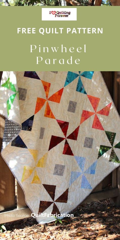 Playful Pinwheel Parade Quilt Pattern, Windmill Quilt Patterns Free, Pin Wheel Quilt Patterns Free, Pinwheel Quilt Pattern Free, Pinwheel Quilts Ideas, Pinwheel Quilt Patterns, Free Modern Quilt Patterns, Pinwheel Quilts, Missouri Star Quilt Tutorials