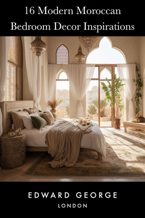 Getting a taste of blissful living with 16 modern Moroccan bedroom inspirations - my space is taking on a whole new vibe! See the all design inspiration on our blog. Middle Eastern Bedroom Moroccan Style, Morracan Room Ideas Bedroom, Moraccon Theme Bedroom, Middle Eastern Bedroom Ideas, Morracan Room Ideas, Moroccan Interiors Bedroom, Morroco Interior Design, Moroccan Bedrooms, Middle Eastern Bedroom