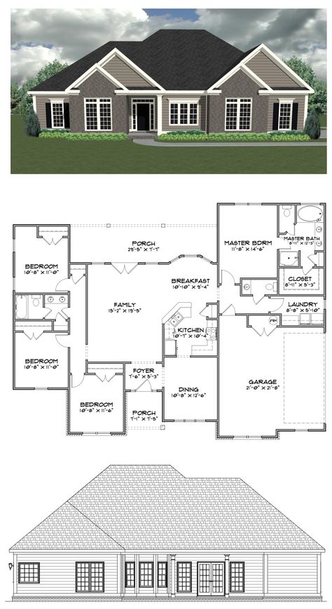 Plan SC1810: 4 bedroom 2.5 bath home with 1810 heated square feet. We will be updating our website later in 2014. This plan along with many others will be available for purchase online at stevecoxinc.net - All plans are available now, please contact us for more information. 4 Bedroom 2 Bath House Plans Single Story, Small 5 Bedroom House Plans, Flat House Plans, Bungalow House Floor Plans, Flat House, Small Porch, Bungalow Floor Plans, Bungalow Style House Plans, Affordable House Plans