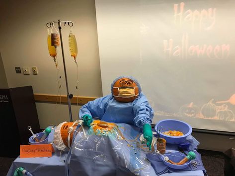 Surgeon pumpkin, hospital, doctor Surgery Pumpkin Ideas, Medical Pumpkin Decorating Contest, Healthcare Pumpkin Decorating, Pumpkin Decorating Contest, Interventional Radiology, Pumpkin Contest, Pumpkin Display, Pumpkin Ideas, Halloween 2023