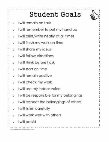 Sample Goals for Students Student Goal Setting, Goals For Students, Student Growth Mindset, Goal Setting For Students, Therapy Techniques, Goals Worksheet, Writing Rubric, Behavior Interventions, Social Skills Activities