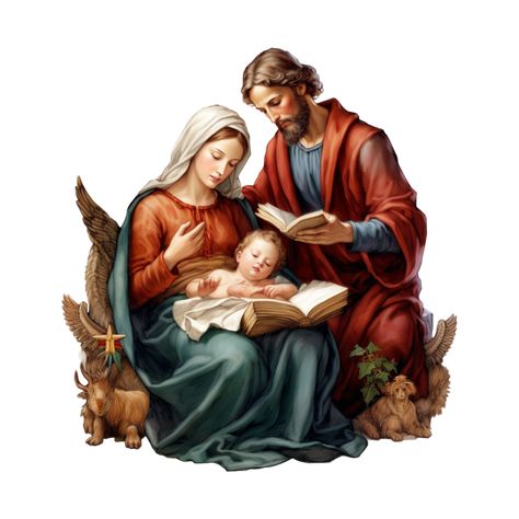 Christmas Holy Family. Generative AI Holly Family Images, Sacred Family Art, Holy Family Christmas Decor, Digital Art Family Christmas Cards, Christmas Nativity Images, Merry Christmas Card Greetings, Beautiful Christmas Decorations, Birth Of Jesus, Holy Family