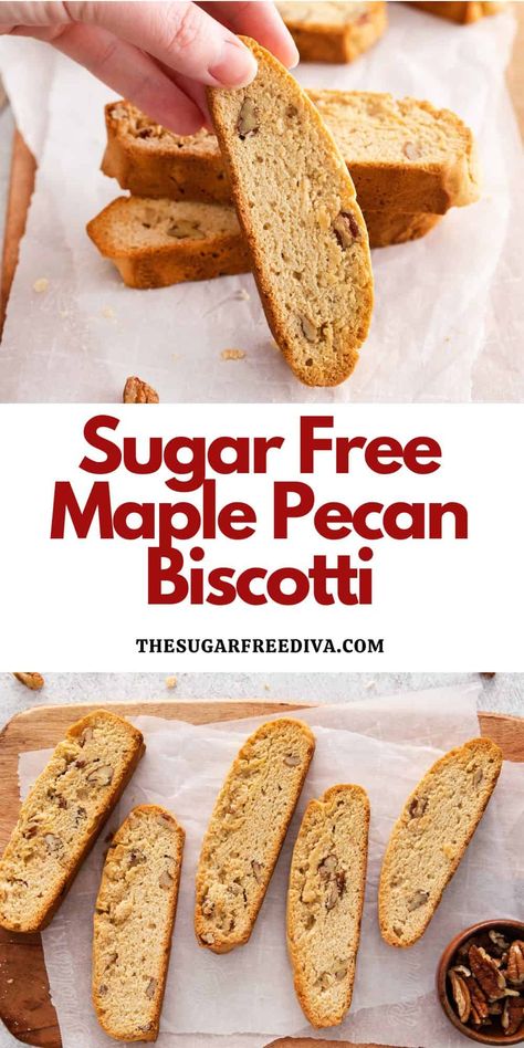 Sugar Free Biscotti Recipe, Sugar Free Biscotti, Healthy Biscotti Recipe, Pecan Biscotti, Low Carb Christmas Cookies, Sugar Free Cookie Recipes, Sugar Free Breakfast, Italian Cookie, Sugar Free Baking