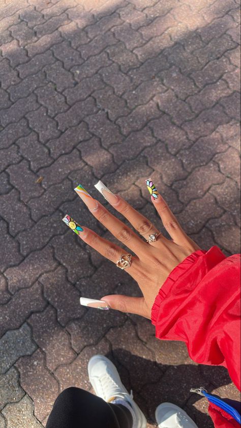 Takashi Murakami Nails, Murakami Nails, Nail Stuff, Classic Nails, Takashi Murakami, Long Acrylic Nails, Nail Tech, Acrylic Nails, Nails