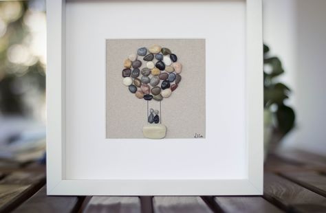 Pebble Art Balloons, Pebbles Diy, Pebble Crafts, Balloon Art, Pebble Art, Stone Art, Hot Air Balloon, Air Balloon, Hot Air