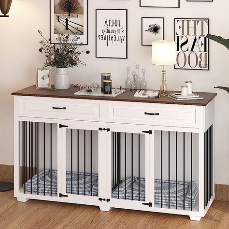 #CommissionsEarned Decorative Dog Crates, Large Dog Crate Furniture, Kennel Furniture, Dog Crate End Table, Double Dog Crate, Furniture Style Dog Crate, Wood Dog Crate, Heavy Duty Dog Crate, Wooden Dog Kennels