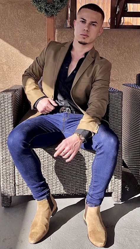 Tan Boot Outfit, Chelsea Boots Outfit, Boots Men Outfit, Mens Boots Casual, Suede Chelsea Boots, Tan Boots, Fashion Suits, Men Loafers, Mens Fashion Suits