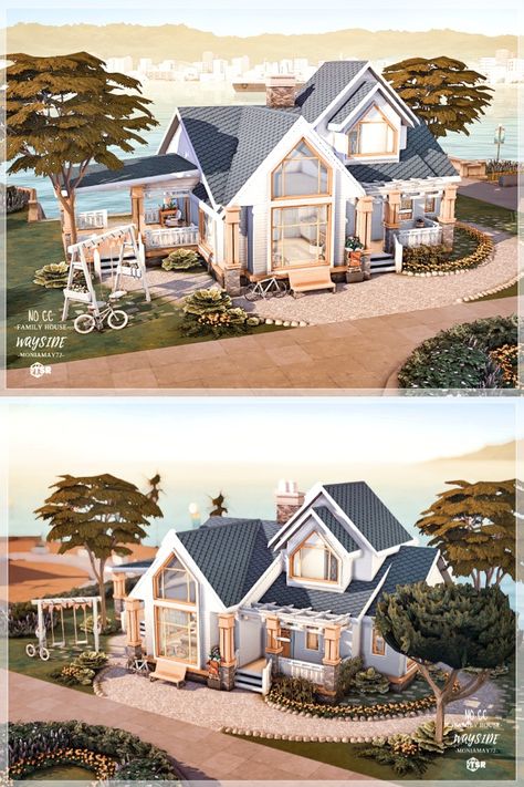 Manzanita Terrace Sims 4, Sims 4 House 1 Floor, Sims Cute House, House For Sims 4, One Story House Sims 4, Rich Sims House, The Sims 4 Gallery Houses, Sims Growing Together House, Sims San Sequoia