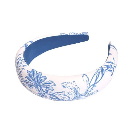 Amazon.com: Bellefixe Padded Headband (Antique Blue Floral) : Clothing, Shoes & Jewelry Wear A Headband, Grandmillennial Style, Chintz Fabric, Floral Toile, Capsule Wardrobe Essentials, Hot Miami Styles, Sofia Richie, Padded Headband, Antique Blue