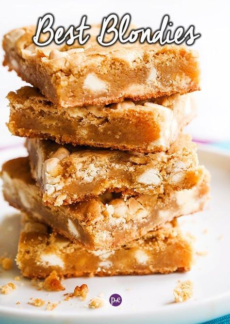 Your turn to bring dessert to Christmas? Cut up these blondies so they are a wonderful finger food to share! Whether you are more of a blondie or brownie fan, you will swoon over this easy blondies recipe. They are super easy to make and even easier to eat! #blondies #whitebrownies #dessert #partyfood Blonde Brownie Recipe, White Chocolate Blondies Recipe, Chocolate Blondies Recipe, Blonde Brownie, Best Blondies Recipe, Blondies Recipe Easy, Best White Chocolate, Blonde Brownies, Blondie Recipe