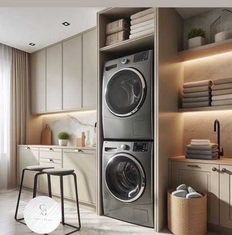 Do you prefer Stacked Washer/dryer or side by side? Let me know what you prefer in the comments 👇🏻🤩 #interiordesign #laundryroom #roomdesign #homesttyling #homedecoration #renovation #remodeling Washer Dryer, Washer And Dryer, Side By Side, Laundry Room, Let Me Know, Washer, Room Design, Built In, Siding