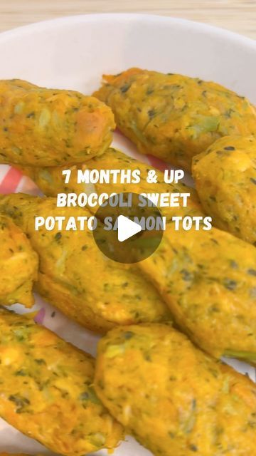 Sweet Potato Broccoli Bites Baby, Sweet Potato And Broccoli Tots, Sweet Potato Tots For Baby, Sweet Potato Recipes For Babies, Broccoli And Sweet Potato Recipes, Sweet Potato Broccoli Recipes, Sweet Potato Recipes For Baby, Potato Recipe For Toddler, Salmon For Baby