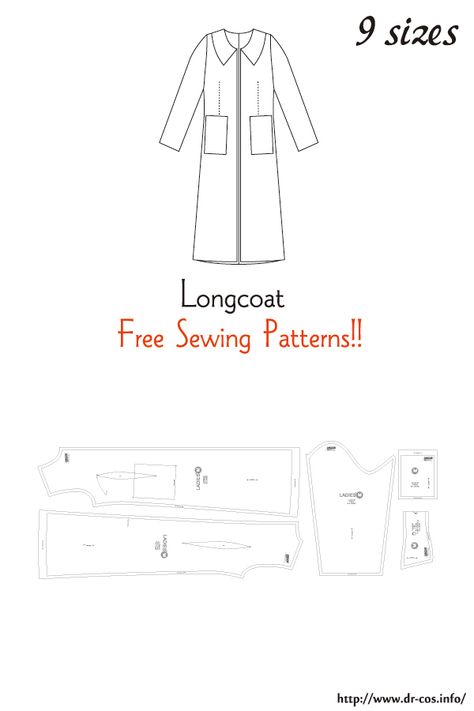 This is the pattern of a Longcoat. inch size(letter size) Children's-4,8,10/Ladies'-S,M,L,LL/Men's-L,LL cm size(A4 size) Children's-100,120,140/Ladies'-S,M,L,LL/Men's-L,LL Long Coat Pattern, Mood Patterns, Coat Sewing, Coat Pattern Sewing, Modern Sewing Patterns, Diy Clothes Videos, Pattern Hack, Free Sewing Patterns, Free Pdf Sewing Patterns