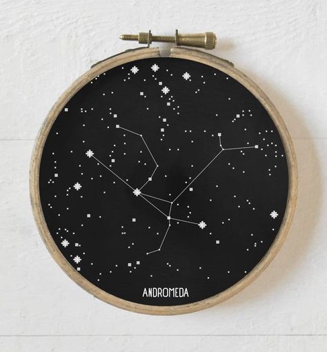 Star map constellation Andromeda cross stitch pattern for digital download Stars Embroidery Pattern, Star Chart Embroidery, Constellation Crochet, Constellation Embroidery, Star Map Embroidery, Embroidery Constellation, Constellation Embroidery Pattern, Constellation Cross Stitch Pattern, Dipper Constellation