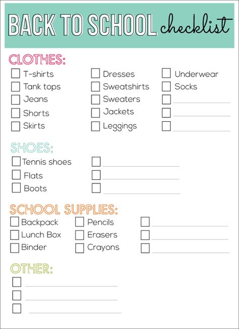 Back to school shopping checklist from www.thirtyhandmadedays.com School Clothes List, Back To School List, School Shopping List, Shopping Checklist, Back To School Checklist, School Checklist, School Prep, Back To School Organization, School List