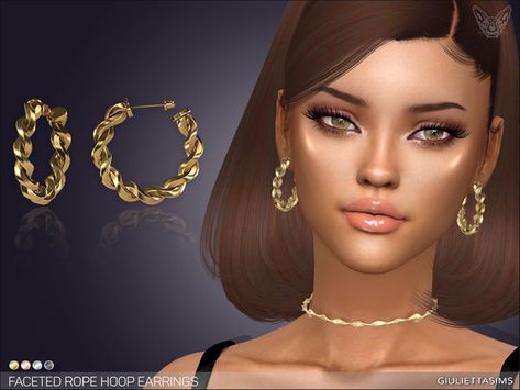 feyona's Faceted Rope Hoop Earrings Sims 4 Cc Female Earrings, Sims 4 Hoop Earrings Cc, Sims 4 Cc Hoop Earrings, Sims 4 Hoop Earrings, Sims 4 Assecories Cc, Accessories Cc Sims 4, Sims 4 Rich Cc, Sims 4 Cc Earrings, Sims 4 Cc Jewelry