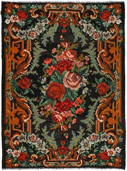 Rose Kelim carpet XCGZB1721 Unique Area Rugs, Orange Area Rug, Red Area Rug, Traditional Area Rugs, Power Loom, Red Rugs, Green And Orange, Traditional Design, Black Green