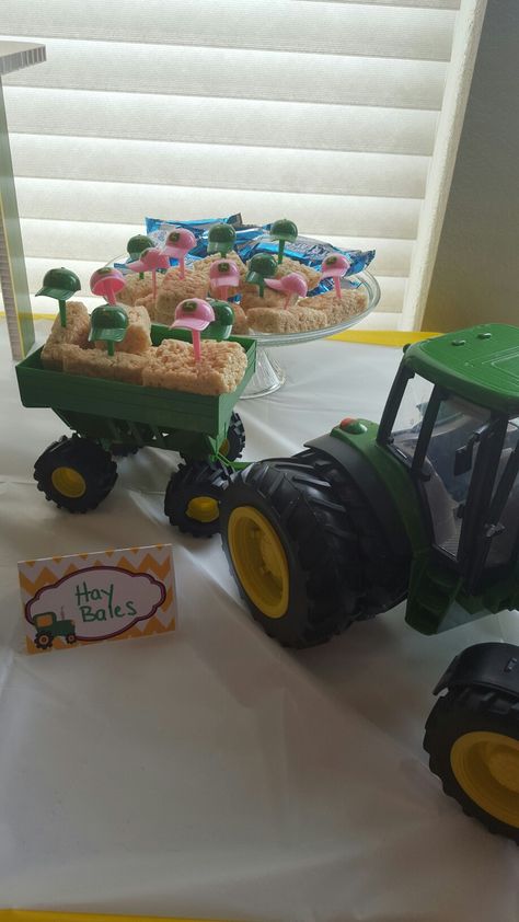 Rice krispie treats as hay bales Tractor Cookies, Tractor Birthday Party, Tractor Birthday, Hay Bales, Rice Krispie Treats, Rice Krispie, Krispie Treats, Rice Krispies, Wooden Toy Car