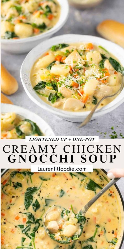 Gnocchi Soup Olive Garden, Olive Garden Gnocchi Soup, Creamy Chicken Gnocchi Soup, Creamy Chicken Gnocchi, Soup Olive Garden, Chicken And Gnocchi, Chicken Gnocchi Soup Recipe, Olive Garden Chicken Gnocchi, Gnocchi Recipes Soup