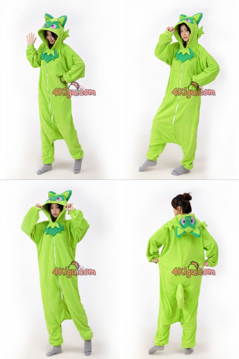 Become the adorable Sprigatito this Halloween with the ultimate Kigurumi costume! Perfect for Pokémon lovers, this cozy onesie lets you embody the beloved Grass-type Pokémon while staying warm and comfy. Whether you're going to a Halloween party, trick-or-treating, or enjoying a gaming night with friends, the Sprigatito Kigurumi will make you the center of attention. Celebrate your favorite Pokémon in style and have a spooktacular night! Halloween Costumes Pokemon, Pokemon In Onesies, Pokemon Customes Halloween, Sprigatito Pokemon, Sprigatito Plush, Pokemon Kigurumi, Grass Type Pokemon, Pokemon Costumes, Onesie Costumes