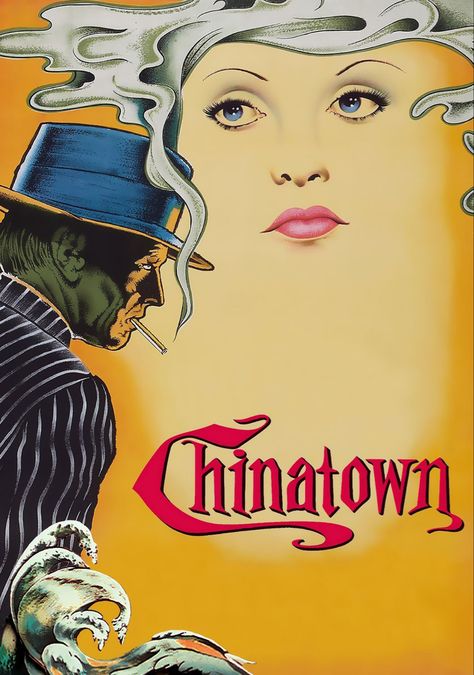 chinatown (1974) w jack nicholson poster Best Detective Movies, Chinatown 1974, Best Movies List, The Godfather Part Ii, Mystery Film, Pulp Novels, Noir Movie, Faye Dunaway, Neo Noir