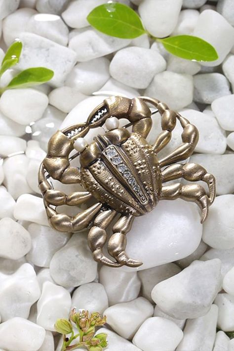 Men's Brooch Pearl Eyes, The Crab, The Pearl, Men's Accessories, Celebration Of Life, Lapel Pins, Crab, Vintage Art, Elevate Your Style